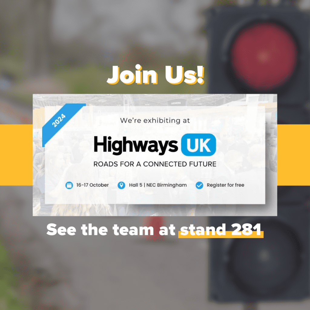 Notice encouraging people to join Trackit247 at Highways UK